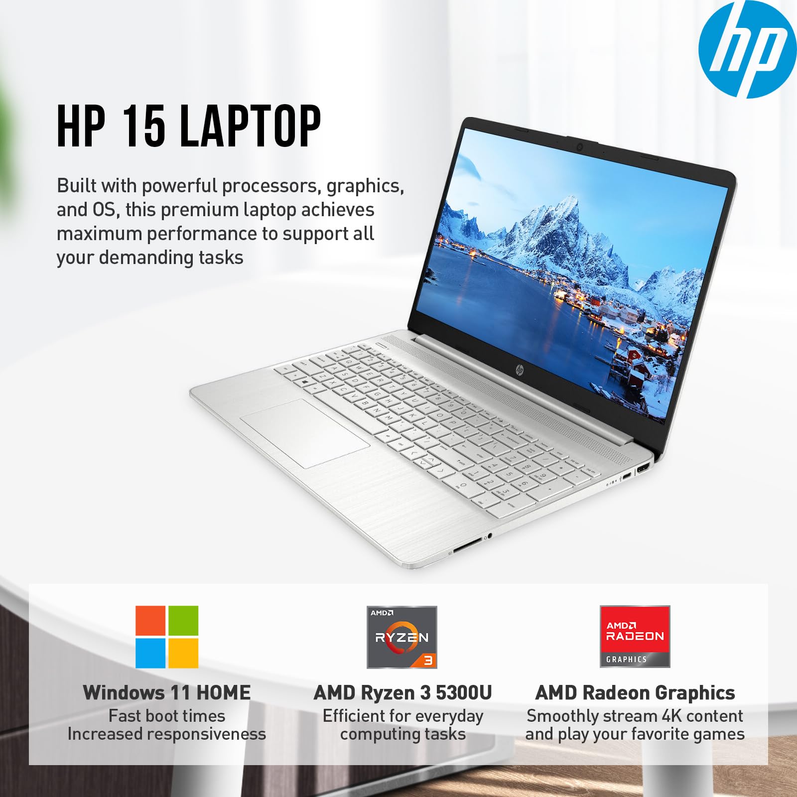 Hp 15 Laptop Computer College Students, Ultra Thin Light Notebook Pc Laptop 15.6 Inch, 4-Core Amd Ryzen 3, 16Gb Ram 512Gb Ssd, L